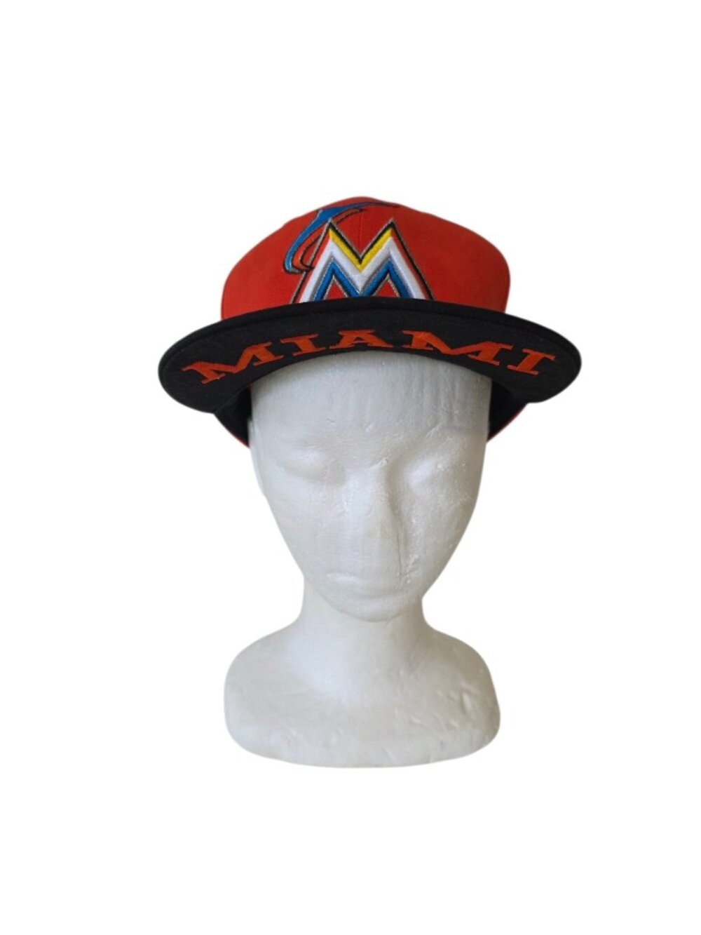 New Era 9Fifty‎ Miami Marlins Leather Strap Back Hat Orange Black Embroidered